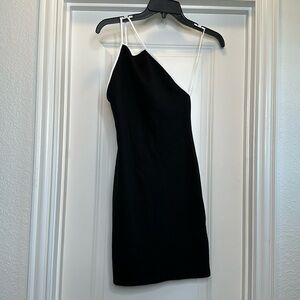 Zara black and white one shoulder mini dress Sz Small NWT!